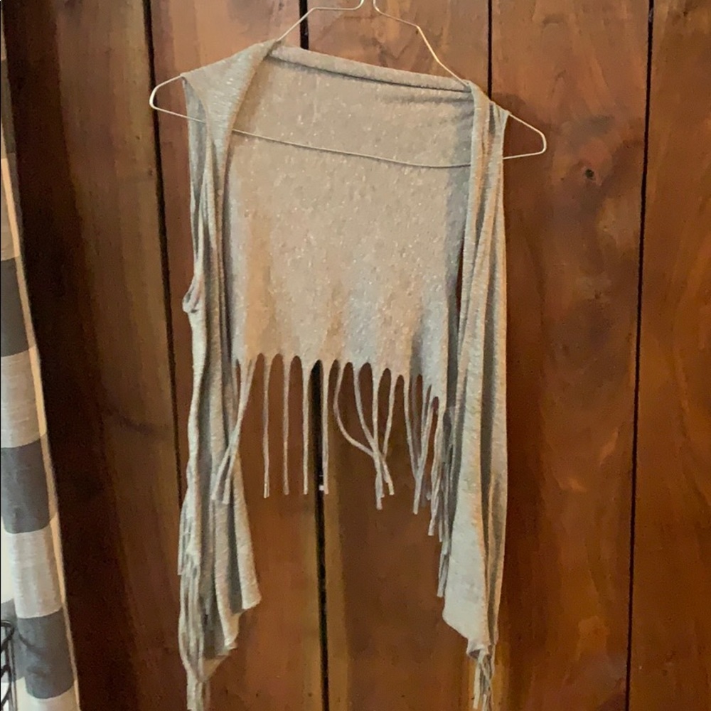 Grey fringe cardigan